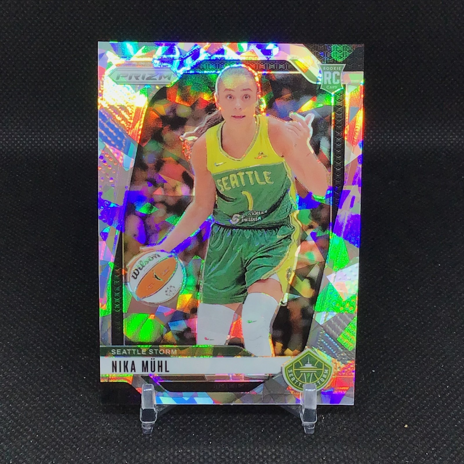 2024 Panini Prizm WNBA - #75 Nika Muhl (RC) Silver Cracked Ice - Seattle Storm