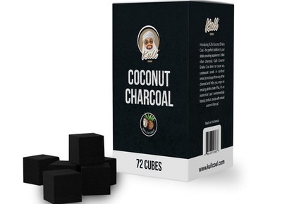 KULL Shisha Kohle 1Kg - 25mm Würfel Kokoskohle - 72 Stück 1kg Box, schwarz 