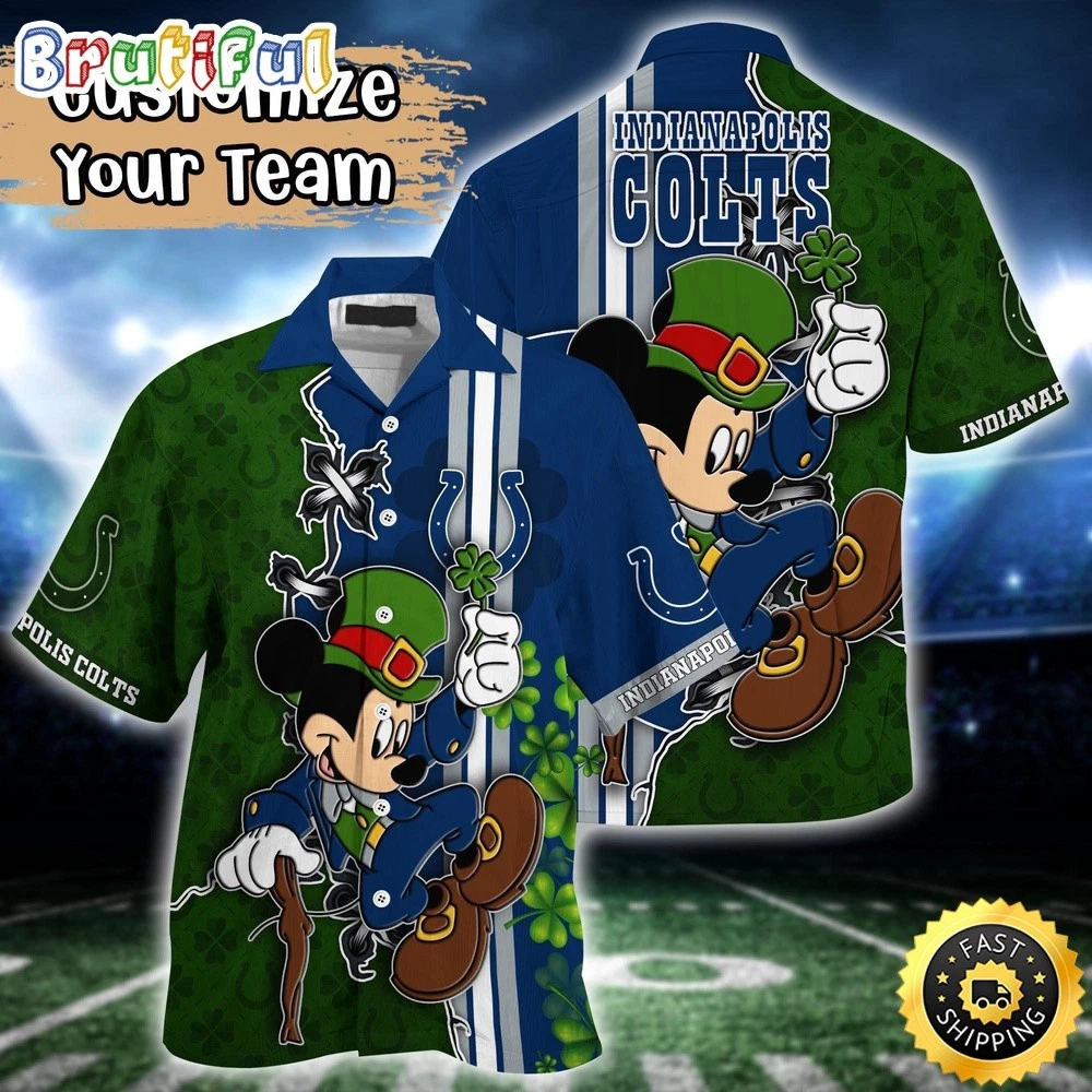 Customized football Indianapolis Colts Hawaiian Shirt Mickey Mouse Patricks Day