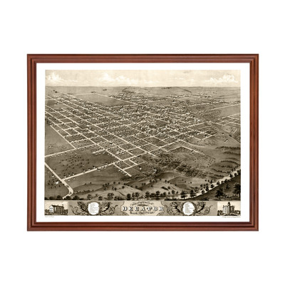 Old Map of Decatur, IL 1869 - Vintage Decatur Illinois Art