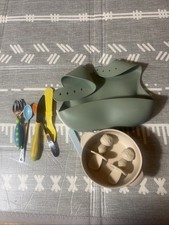 Silicone Baby Feeding Bibs Spoons Suction Gerber Infant Silverware Bowl