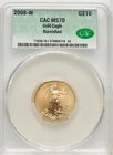 2008-W $10 Quarter-Ounce Gold Eagle Brown Label CACG MS70