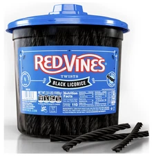 Red Vines Black Licorice Candy Black Licorice Soft Chewy Candy Twists 3.5 Lb Jar