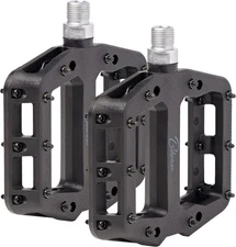 Bikeroo Nylon MTB 9/16" Spindle Mountain Bike Pedals w/ Adult's Grip Pins, Black