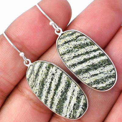 Natürliche Chrysotil 925 Sterling Silber Ohrringe Schmuck E-1001