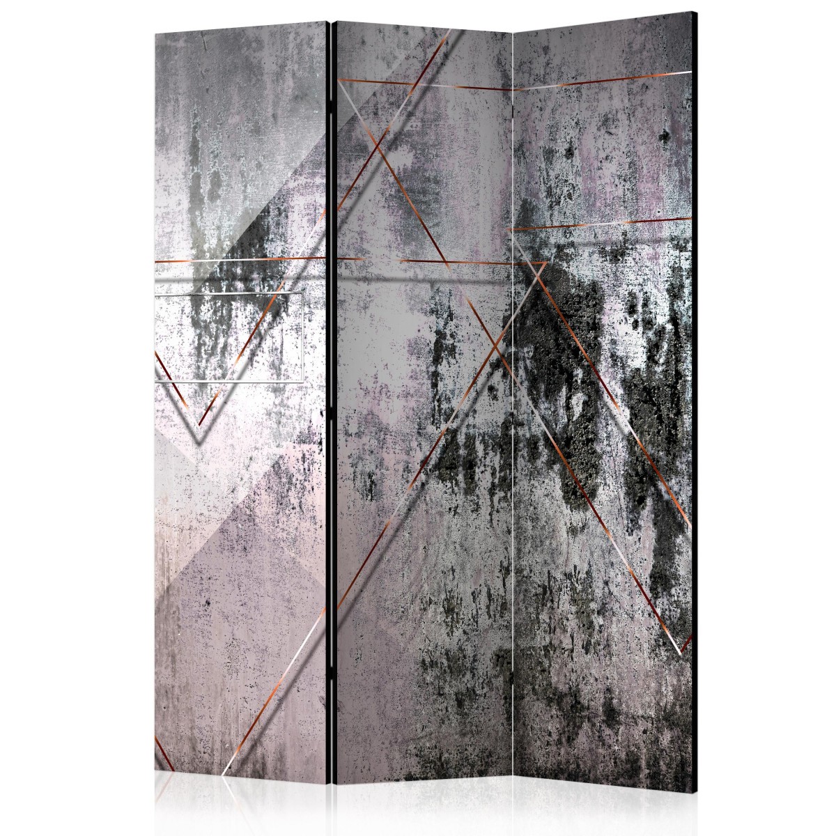 Paravent 3 volets Geometric Wall 135x172 cm en toile de bois