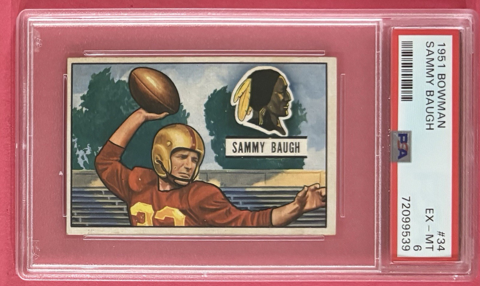 1951 Bowman # 34 Sammy Baugh PSA 6 EX MT Washington Redskins HOF M07