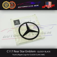 For Mercedes W117 CLA250 CLA45 GLOSS BLACK Star Emblem Rear Trunk Lid Badge AMG/