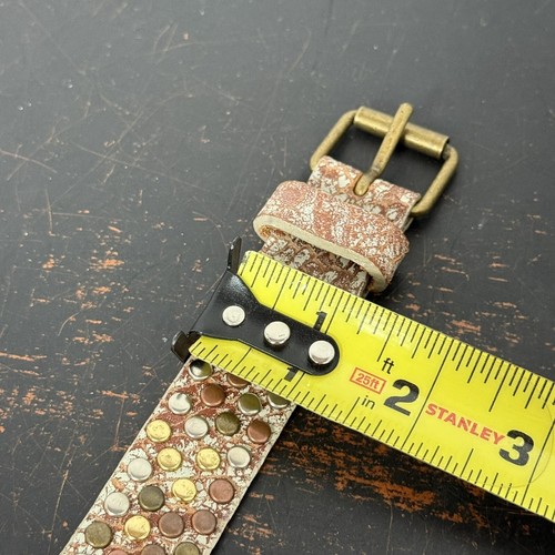 Streets Ahead Studded Leather Belt USA Made Avant Garde Size XS / 25-28” - Picture 8 of 8