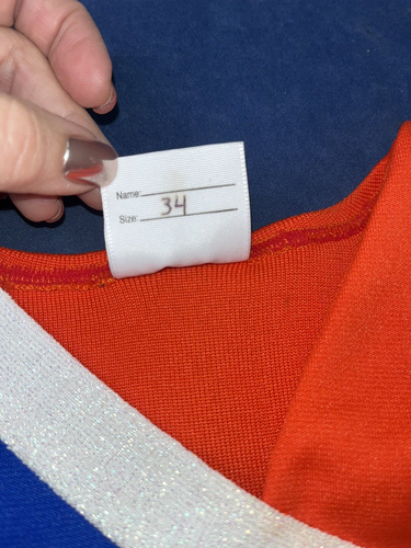 Erwachsene M echte Cheerleader Uniform Outfit Kostüm 34" Top 27" Rock orange blau - Bild 8 von 8