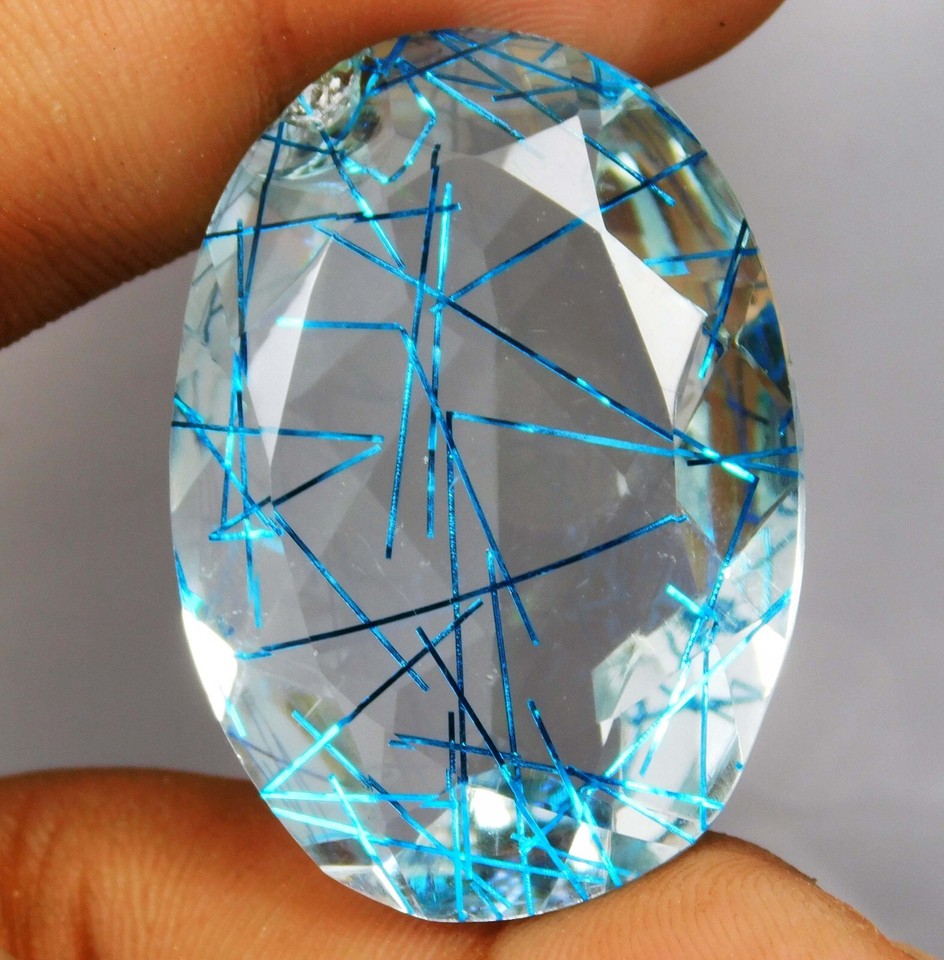 Natural Certified 66.00 Ct Oval Cut Blue Rutilated Quartz Loose ...