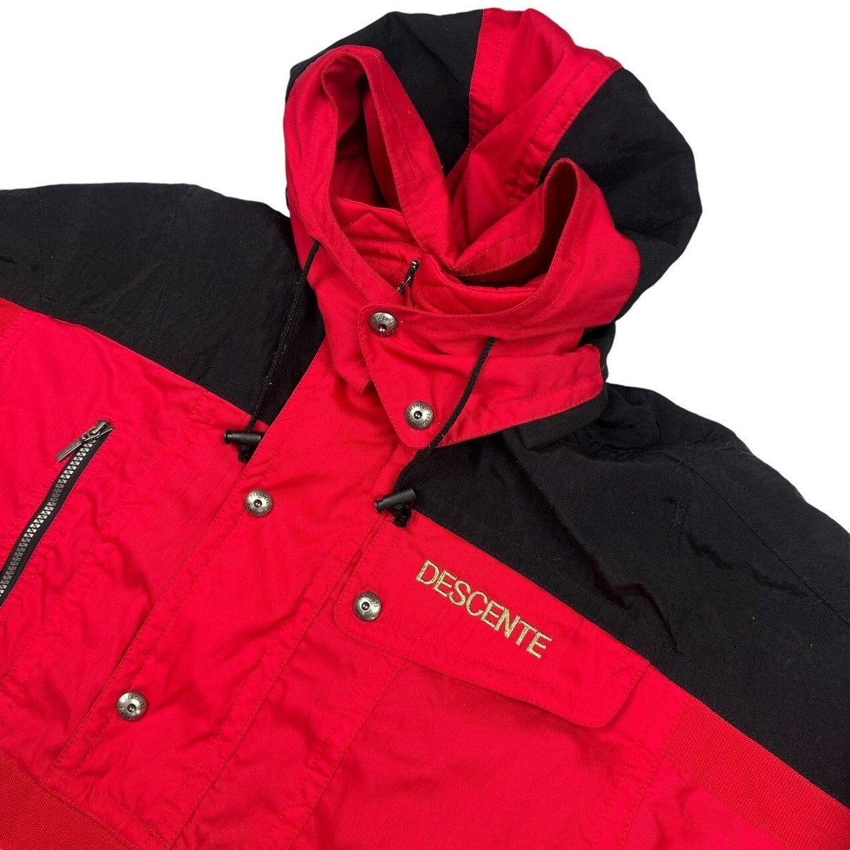 VTG Descente Men's Insulated Packable Hood Ski/Snow Jacket Red