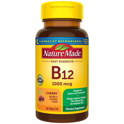 Nature Made Sublingual Vitamin B-12 Tablets 1000 mcg 50 Count Pack of 12