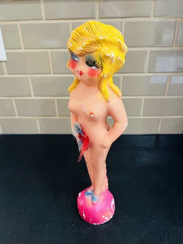 VINTAGE SELTENE BURLESQUE KARNEVAL KREIDEWARE FAN TÄNZER - HANDBEMALT 16 ZOLL GROSS - Bild 13 von 13