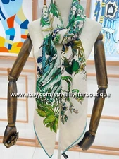 Sallys 70% Cashmere 30% Silk Stole Star Floral Print Double Face Scarf Shawl 53"