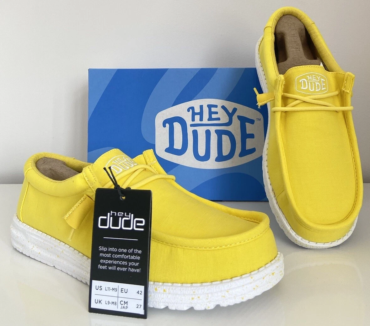 NIKE Mocassini comodi Hey Dude Wally Slub in tela taglie 6 7 8 9 10 11 Regno Unito