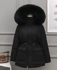 Coat Size Medium Women Black Women Thick Warm Faux Fur Hood New