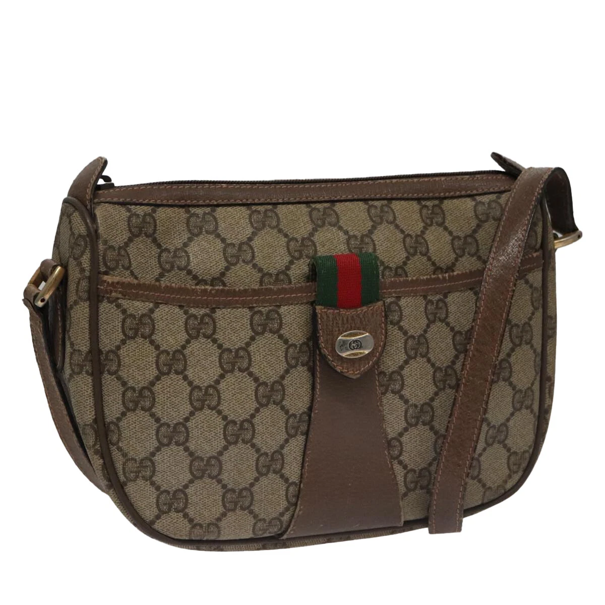 Sac à bandoulière GUCCI GG Supreme Web Sherry Line PVC beige 89 02 032 authentique yk16297