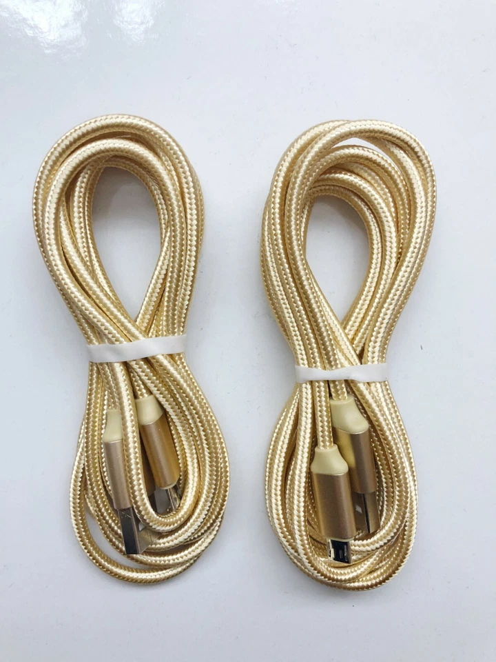 PACK 2 6 pies V9 MICRO trenzado resistente USB sincronización de datos cable cargador Foto 4 de 4