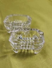 Set Of 2 OPEN SALT/CELLAR CLEAR GLASS EIGHT-SIDED FOOTED Dish VINTAGE