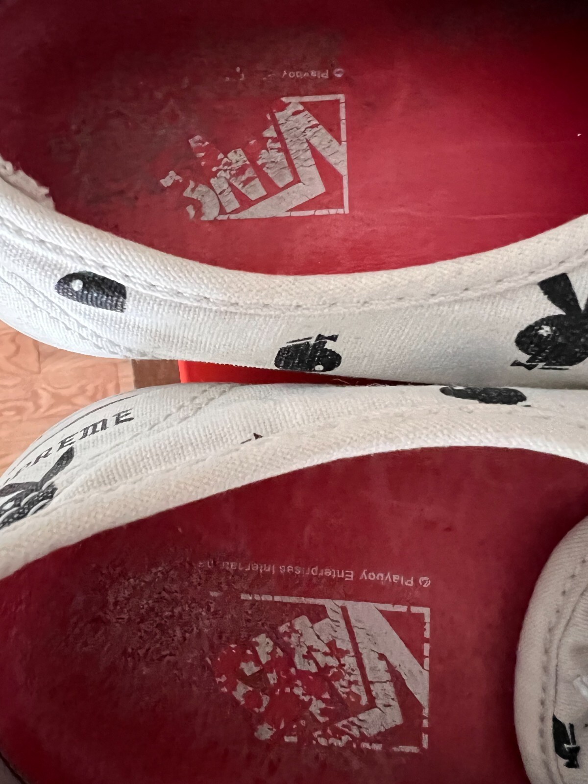 VINTAGE RARE Size 10 VANS x Supreme x Playboy White Shoes Vtg Sk8-hi Skate image 6