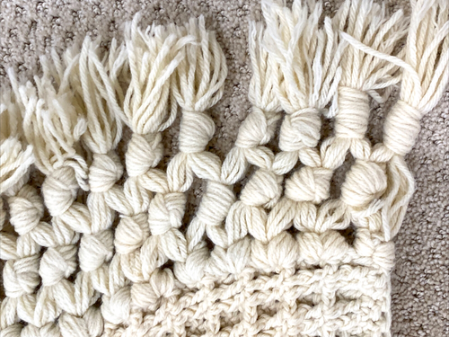 Handmade Waffle Weave Afghan Blanket Throw Ivory Natural Oatmeal 92" X 41" Fring - Picture 11 of 11