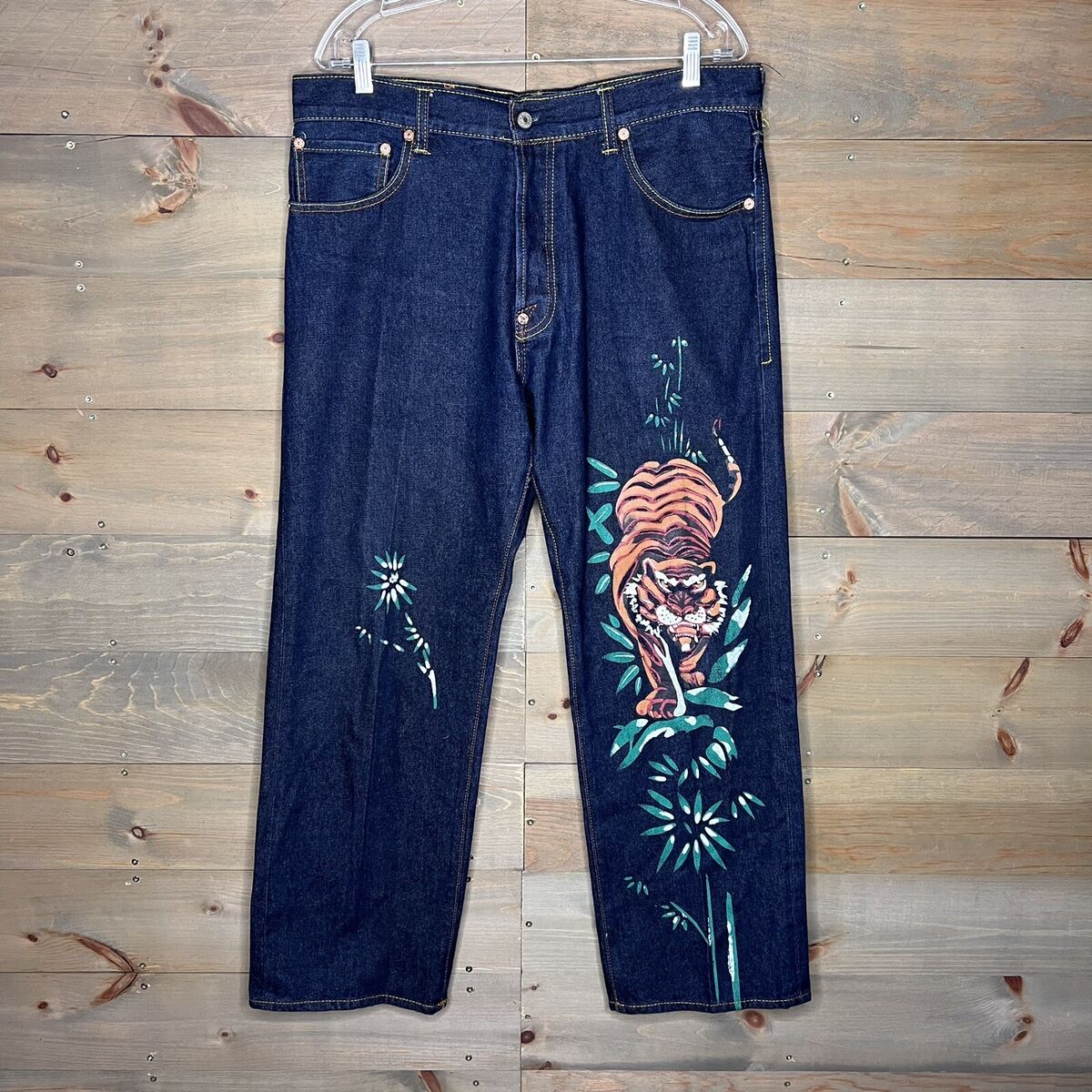 RARE Vintage Evisu Jeans Tiger Japanese Asian Denim Dark RARE Vintage Evisu Jeans Tiger Japanese Asian Denim Dark