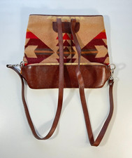 Pendleton Backpack Purse Bag Leather And Wool Brown