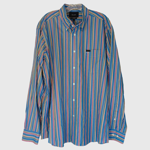 Camisa con botones rayas clásica faconnable azul verde algodón LS XL $190 en excelente condición!