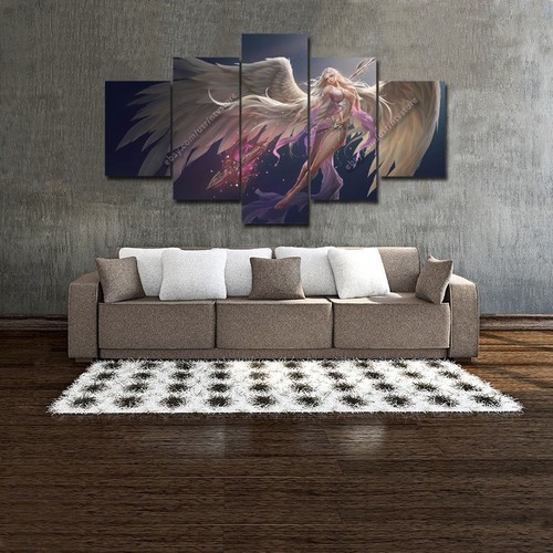 Angel Girl Wings Warior Fairy Games Canvas Prints Painting Wall Art Decor 5PCS - Picture 3 of 6