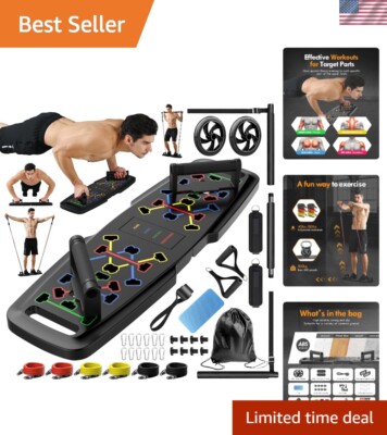 Push Up Board,Home Gym,Portable Exercise Equipment,Pilates Bar & 20 Fitness A...