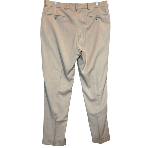 Cortina Super 120's Wool Dress Pants 36W 31.5L Oatmeal Cuffed Hem Trousers - Picture 5 of 15