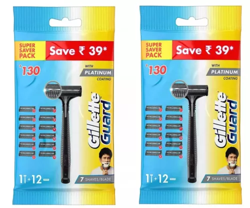 2 Gillette Guard Razor + 24 Blade Cartridges - No Cut - Easy to Shave - Picture 2 of 5