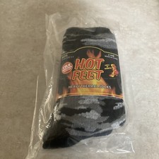 Hot Feet Heavy Thermal Socks Boys  Age 5-11  2 Pkg Camo/ Black New Winter