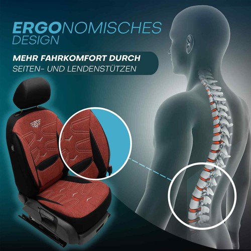 2x Fundas de asiento adecuadas para Hyundai i30 GD desde 2011-2017 (negro-rojo) - Imagen 5 de 12