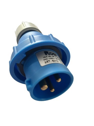 Rossi - 16Amp 240V Industrial Plug- Male - Blue - 2Pin + Earth - IP44