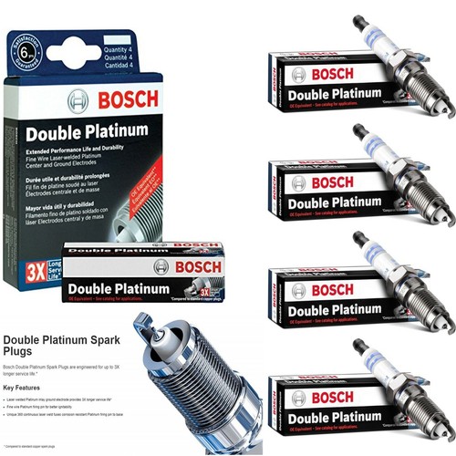 4 Pcs Spark Plugs Bosch Double Platinum For 2011-2017 AUDI Q5 L4-2.0L - Picture 1 of 8