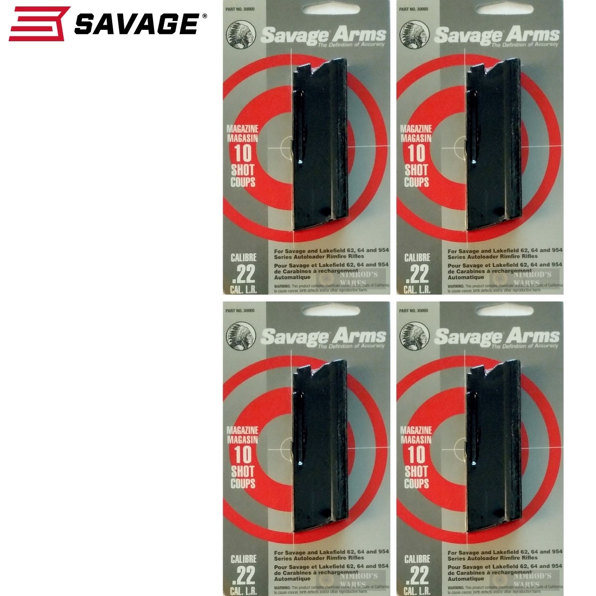 FOUR SAVAGE Stevens Lakefield 62 64 954 22LR 10-Round Magazines