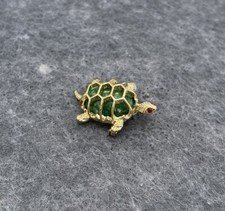 Gold Tone Green Turtle Fashion Brooch Pin Unmarked