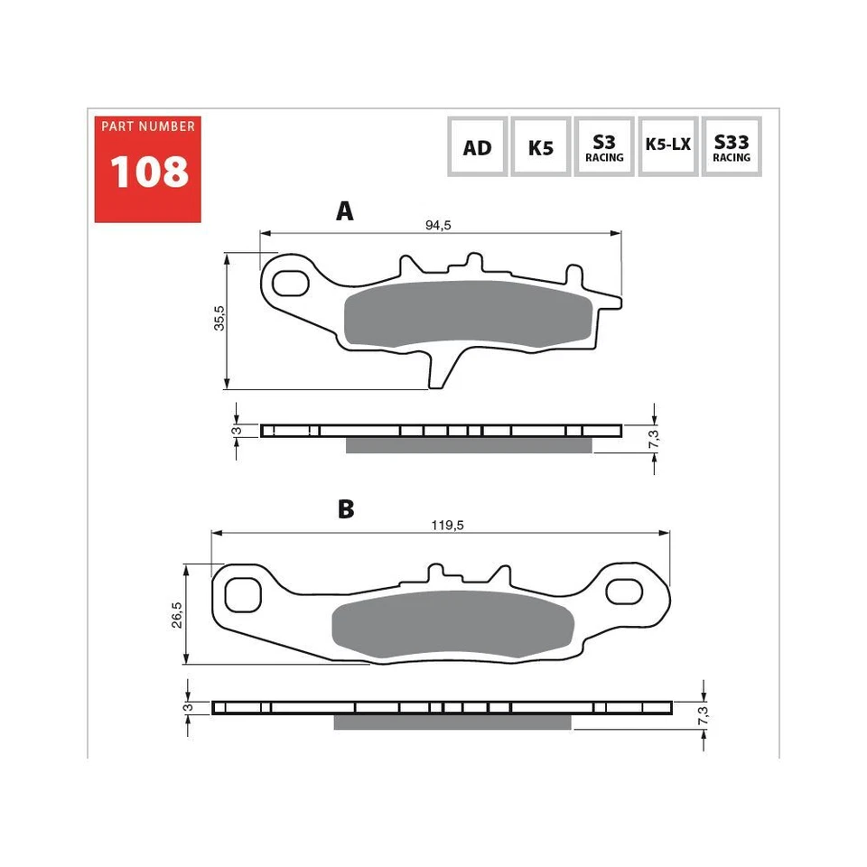 Fits Kawasaki Brute Force 650, KFX450R, KFX700 Front Brake Pads GOLDfren - Изображение 3 из 3
