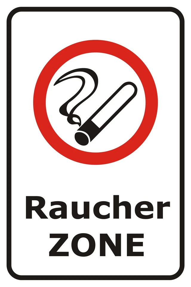 ADRILEO® Schild S0007 - Raucherzone - 30x20, 40x30, 60x40cm, Aluverbundplatte wetterfest