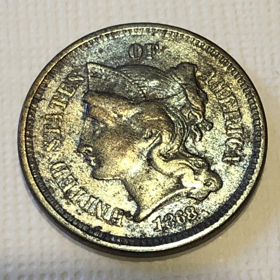 1868 3 Cent Nickel AU+++Stunning Beauty Great Toning - Image 4 of 4