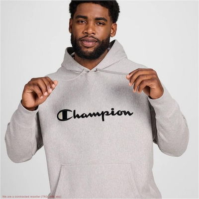 #ad Champion Adult Sizing Iconic Embroidered Hoodie Light Gray Heather S $4.00