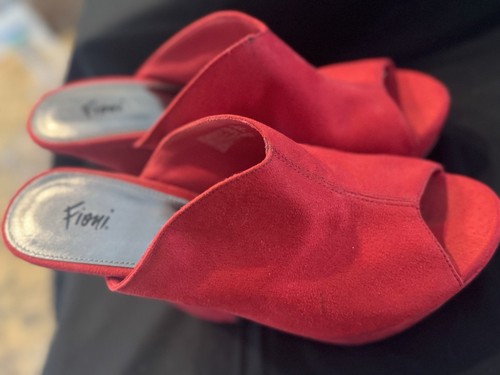 Fioni Wedge Heel Shoes Womens 7.5 Red Suede Wedge Slip On Casual Heels - Picture 13 of 18