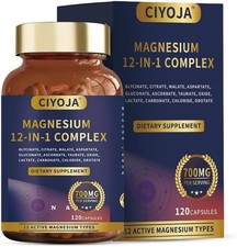 12 En 1 Complejo De Magnesio 700 mg Suplementos 120 Capsulas Para Mujeres Hombre