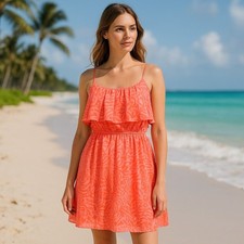 Lilly Pulitzer x Target Jungle Orange Strapless Ruffle Dress Size S NWT