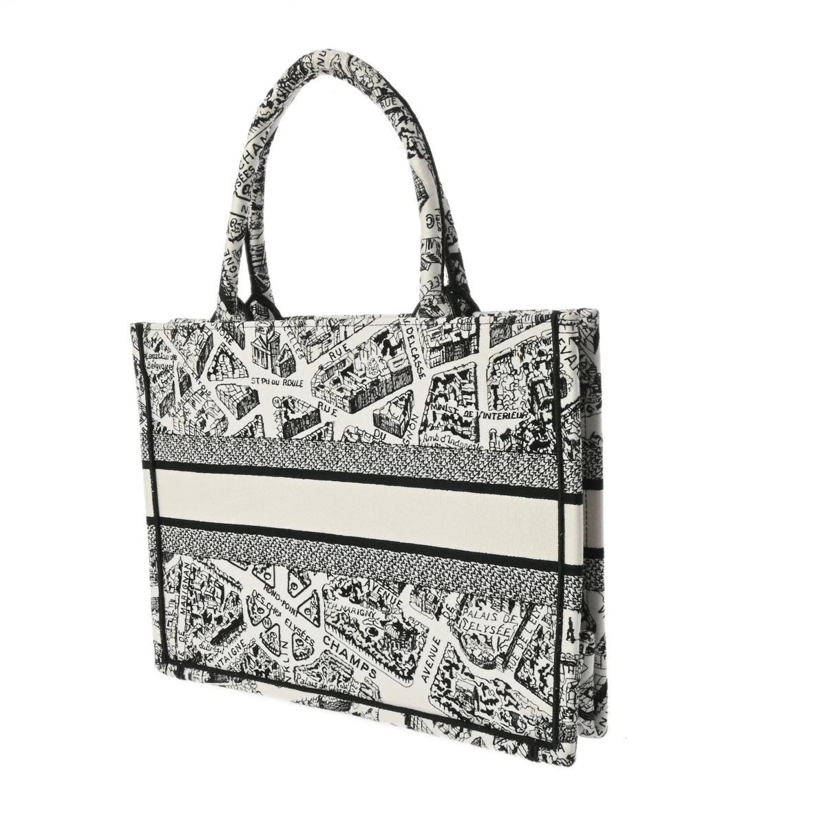CHRISTIAN DIOR Book Tote Black White Paris Canvas Handbag | eBay
