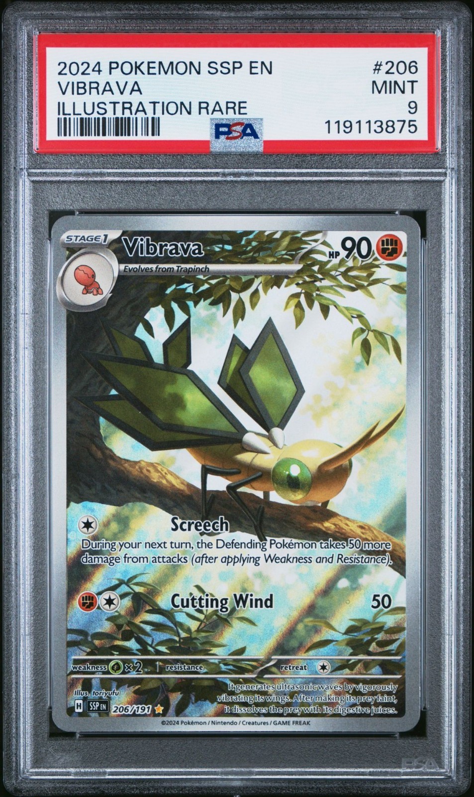 Pokemon Surging Sparks Vibrava Illustration Rare 206/191 PSA 9