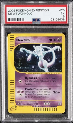 2002 POKEMON EXPEDITION #20 MEWTWO-HOLO PSA 5