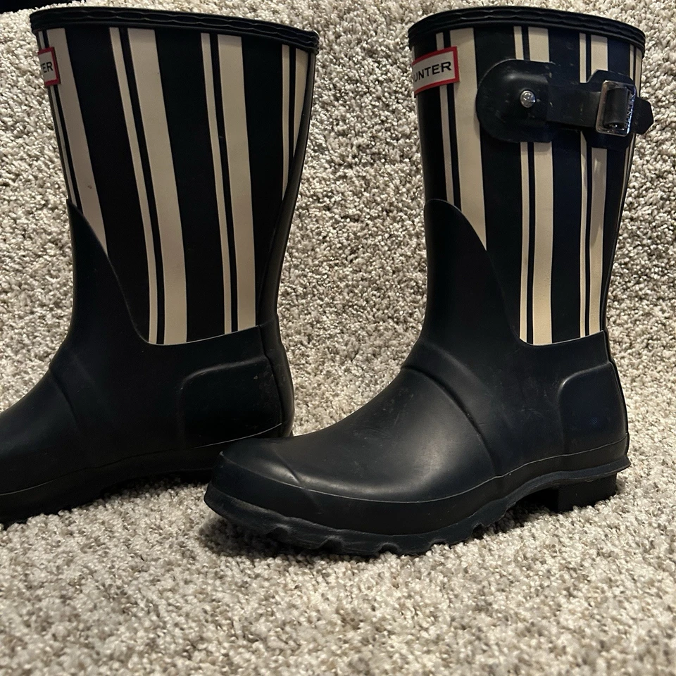 Hunter Original Jardín Rayas Media Pantorrilla Botas de Lluvia Para Mujer US 8 UK 6 EU39 Foto 3 de 4